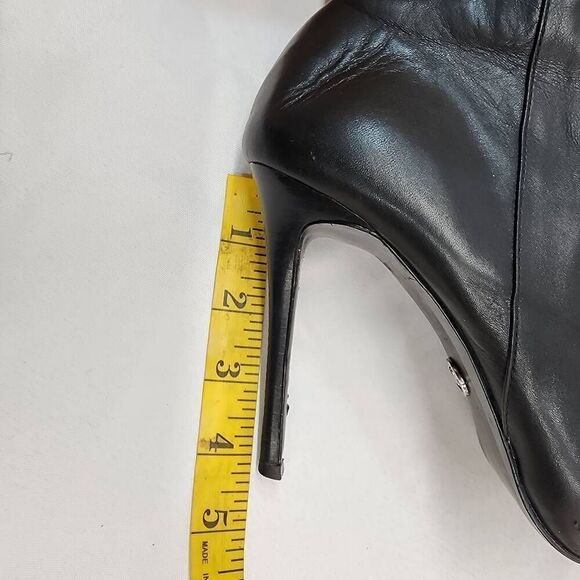 Michael Kors Size 8 Women's Black Leather Bow Ankle Booties Pointy Toe High Heel - Picture 6 of 9